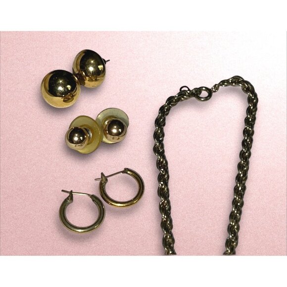 Set Of Gold & Pearl Jewelry - Necklaces Earrings & Bracelets - Vintage-Inspired - Picture 2 of 11